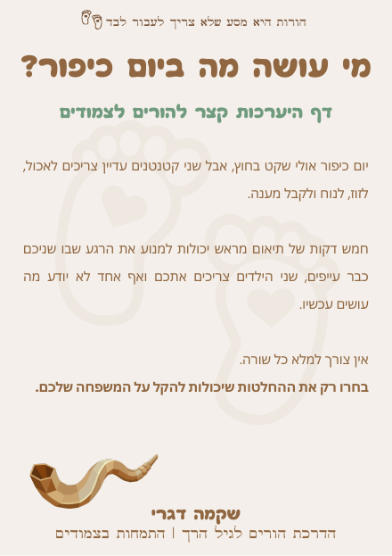 דף ההיערכות מי עושה מה ביום כיפור